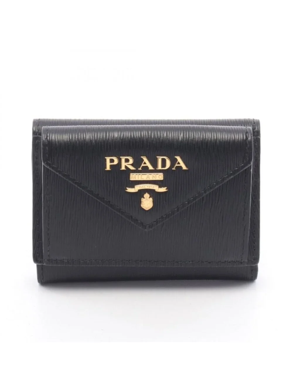 Prada Trifold Wallet Vitello Move Compact Black Leather